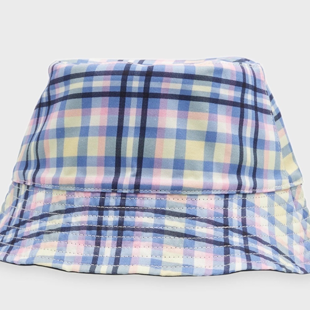 🆕kate spade new york♠️ Reversible Garden Plaid Cotton Bucket Hat::Sapphire Blue - Picture 4 of 5